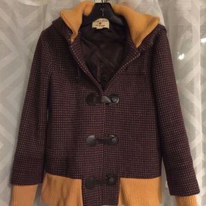Alice + Olivia Wool Dot Duffle Coat, Leather Snaps